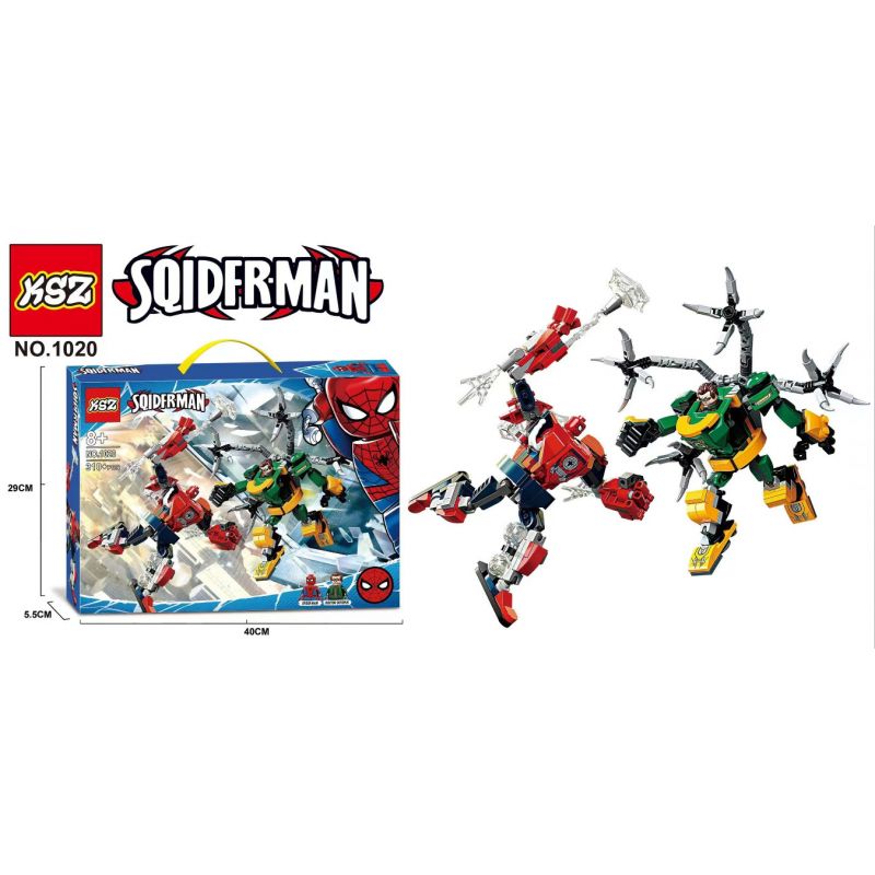 NOT Lego SPIDER-MAN & DOCTOR OCTOPUS MECH BATTLE 76198 XSZ KSZ 1020 xếp lắp ráp ghép mô hình TRẬN CHIẾN NGƯỜI NHỆN & BÁC SĨ BẠCH TUỘC GIỮA VÀ Marvel Super Heroes Siêu Anh Hùng Marvel 305 khối