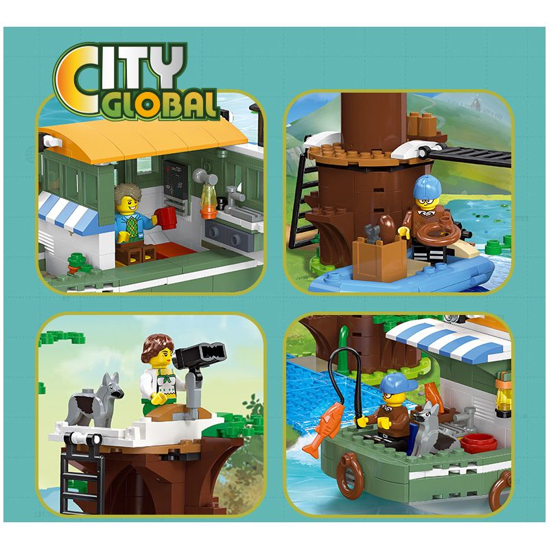 JIESTAR 55017 non  THÀNH PHỐ TOÀN CẦU NƠI NGHỈ NGƠI VEN SÔNG bộ đồ chơi xếp lắp ráp ghép mô hình City CITY GLOBAL 610 khối