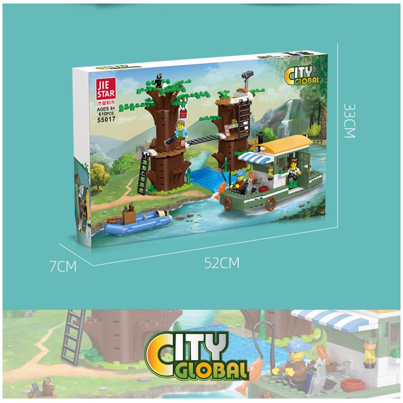 JIESTAR 55017 non  THÀNH PHỐ TOÀN CẦU NƠI NGHỈ NGƠI VEN SÔNG bộ đồ chơi xếp lắp ráp ghép mô hình City CITY GLOBAL 610 khối