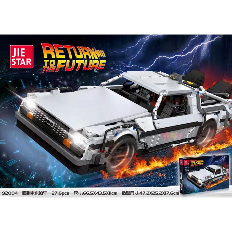 JIESTAR 92004 non  CỖ MÁY THỜI GIAN DELOREAN DMC-12 bộ đồ chơi xếp lắp ráp ghép mô hình RETURN TO THE FUTURE 2716 khối