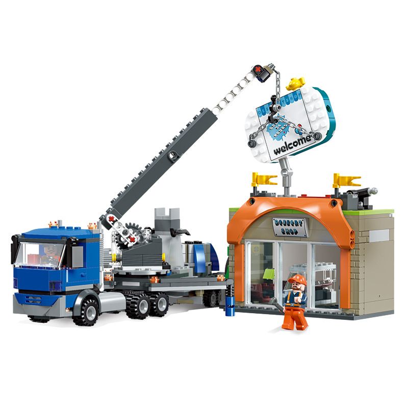 JIESTAR 55013 non Lego THÀNH PHỐ TOÀN CẦU LẮP ĐẶT BIỂN QUẢNG CÁO bộ đồ chơi xếp lắp ráp ghép mô hình City CITY GLOBAL 449 khối