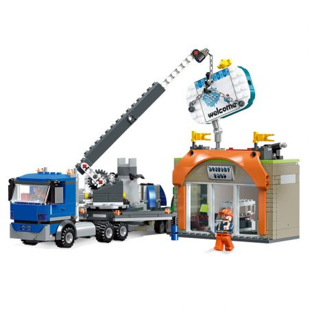 JIESTAR 55013 non  THÀNH PHỐ TOÀN CẦU LẮP ĐẶT BIỂN QUẢNG CÁO bộ đồ chơi xếp lắp ráp ghép mô hình City CITY GLOBAL 449 khối