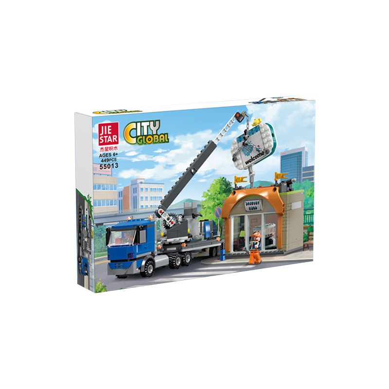 JIESTAR 55013 non  THÀNH PHỐ TOÀN CẦU LẮP ĐẶT BIỂN QUẢNG CÁO bộ đồ chơi xếp lắp ráp ghép mô hình City CITY GLOBAL 449 khối