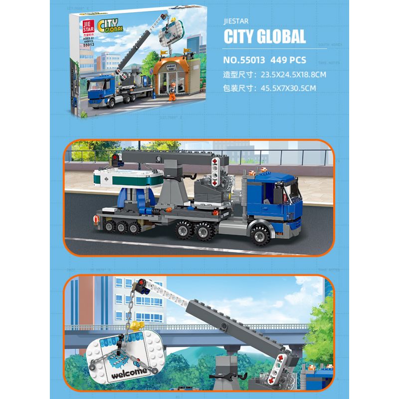 JIESTAR 55013 non  THÀNH PHỐ TOÀN CẦU LẮP ĐẶT BIỂN QUẢNG CÁO bộ đồ chơi xếp lắp ráp ghép mô hình City CITY GLOBAL 449 khối