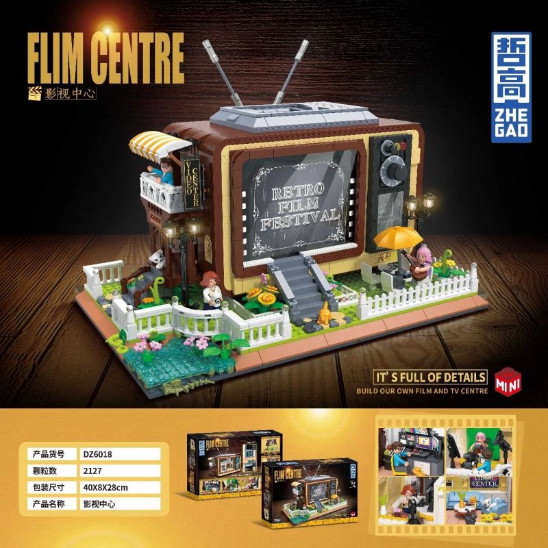 ZHEGAO DZ6018 6018 non  TRUNG TÂM VIDEO bộ đồ chơi xếp lắp ráp ghép mô hình Creator FLIM CENTRE Sáng Tạo 2127 khối