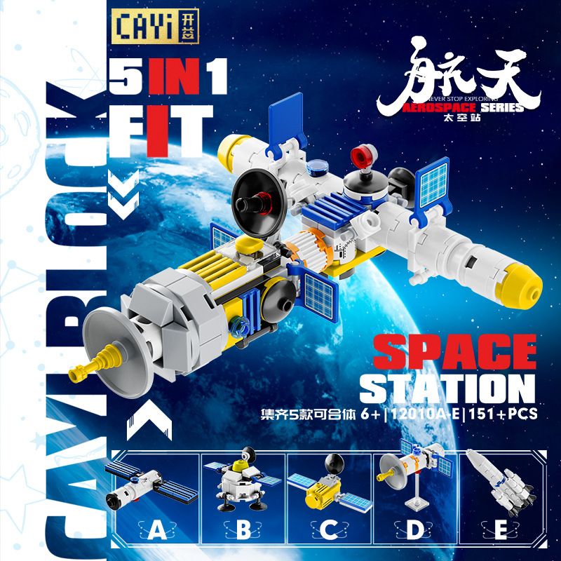 CAYI 12010 non  TRẠM VŨ TRỤ 5 TỔ HỢP bộ đồ chơi xếp lắp ráp ghép mô hình Creator AEROSPACE STATION Sáng Tạo 151 khối