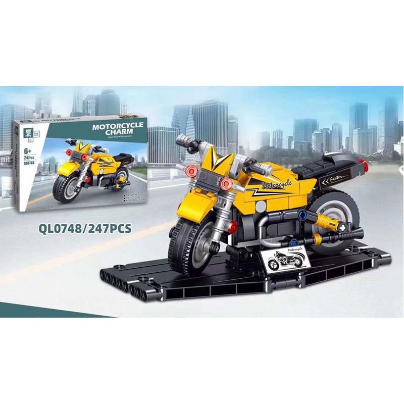 ZHEGAO QL0748 0748 non  ONG BẮP CÀY bộ đồ chơi xếp lắp ráp ghép mô hình Motorcycle Motorbike MOTORCYCLE CHARM Xe Hai Bánh 247 khối