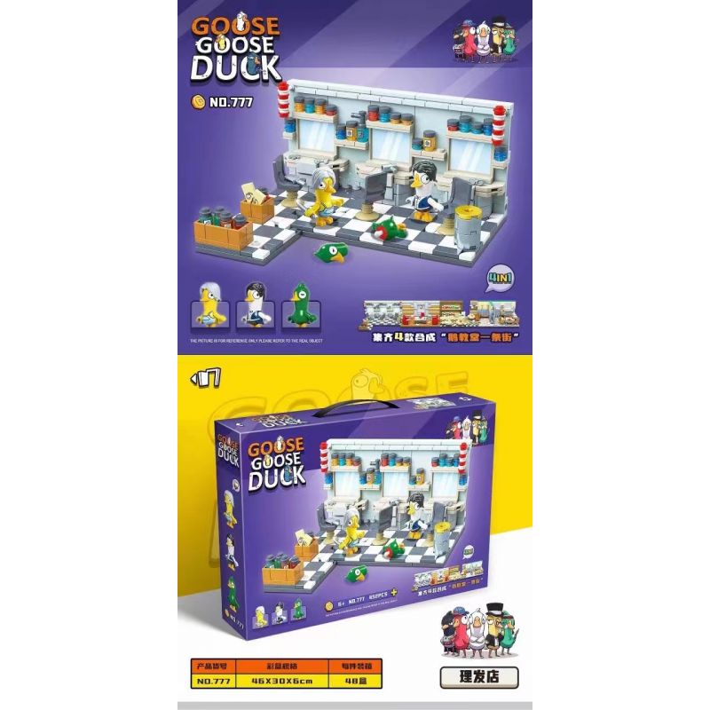 RENZAIMA 777 non  GIẾT NGỖNG VÀ VỊT TIỆM CẮT TÓC bộ đồ chơi xếp lắp ráp ghép mô hình Movie & Game GOOSE DUCK Phim Và Trò Chơi 452 khối