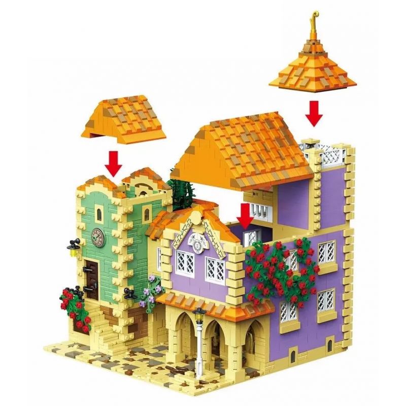 MOYU BLOCK MY82001 82001 non  NHÀ NGHỈ HOLIDAY INN BAKA bộ đồ chơi xếp lắp ráp ghép mô hình Modular Buildings HOLIDAY INN / HOUSES BARQA Mô Hình Nhà Cửa 2948 khối