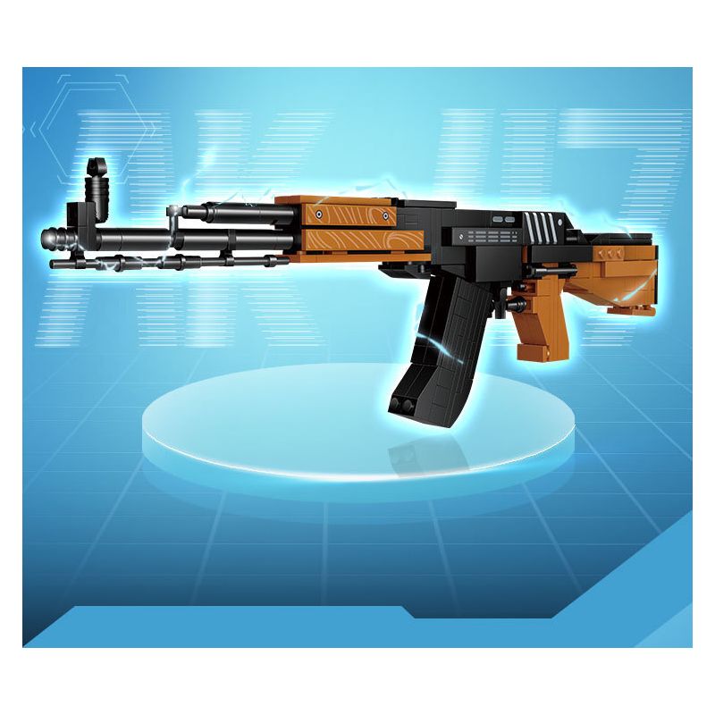 GUDI 40603 non  SÚNG TRƯỜNG TẤN CÔNG AK-47 8 TỔ HỢP bộ đồ chơi xếp lắp ráp ghép mô hình Gun 360 khối