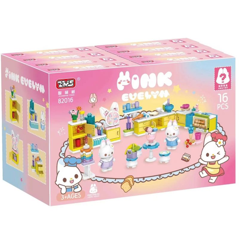 WISDOM TREE 82016 non  NHÀ BẾP EVELYN MÀU HỒNG bộ đồ chơi xếp lắp ráp ghép mô hình PINK EVELYN