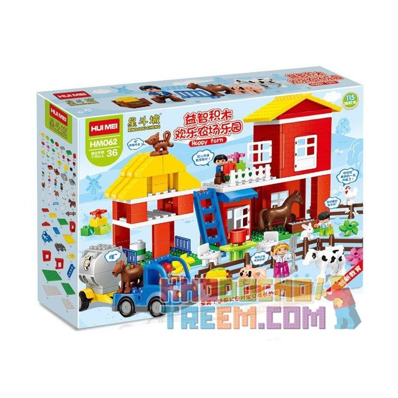 NOT Lego BIG FARM 5649 HUIMEI/STAR CITY/XING DOU CHENG HM062 xếp lắp ráp ghép mô hình NÔNG TRẠI LỚN Duplo Khối Lớn 68 khối