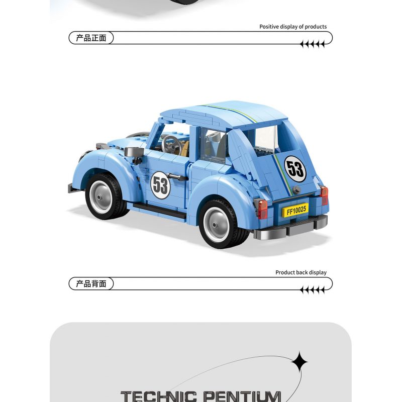 JIESTAR FF10025 10025 non  BỌ CÁNH CỨNG VOLKSWAGEN bộ đồ chơi xếp lắp ráp ghép mô hình Creator Expert VOLKSWAGEN BEETLE Chuyên Gia Sáng Tạo 679 khối