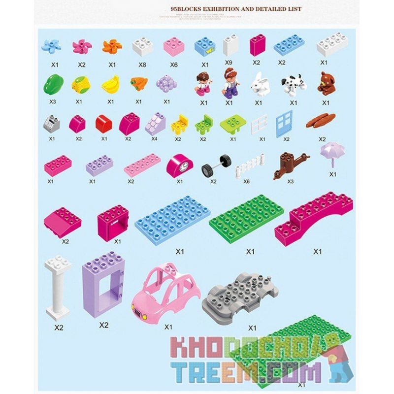 HUIMEI STAR CITY XING DOU CHENG HM065 Xếp hình kiểu    Pink Supermarket Siêu Thị Màu Hồng 95 khối