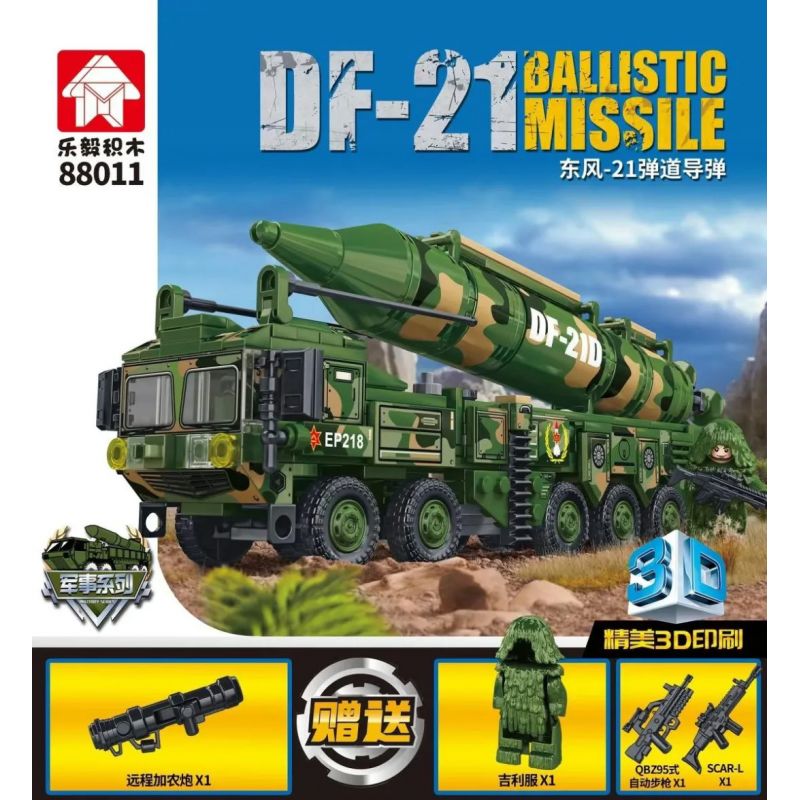 LEYI 88011 non  TÊN LỬA ĐẠN ĐẠO DONGFENG-21 bộ đồ chơi xếp lắp ráp ghép mô hình Military Army DF-21D BALLISTIC MISSILE Quân Sự Bộ Đội 476 khối