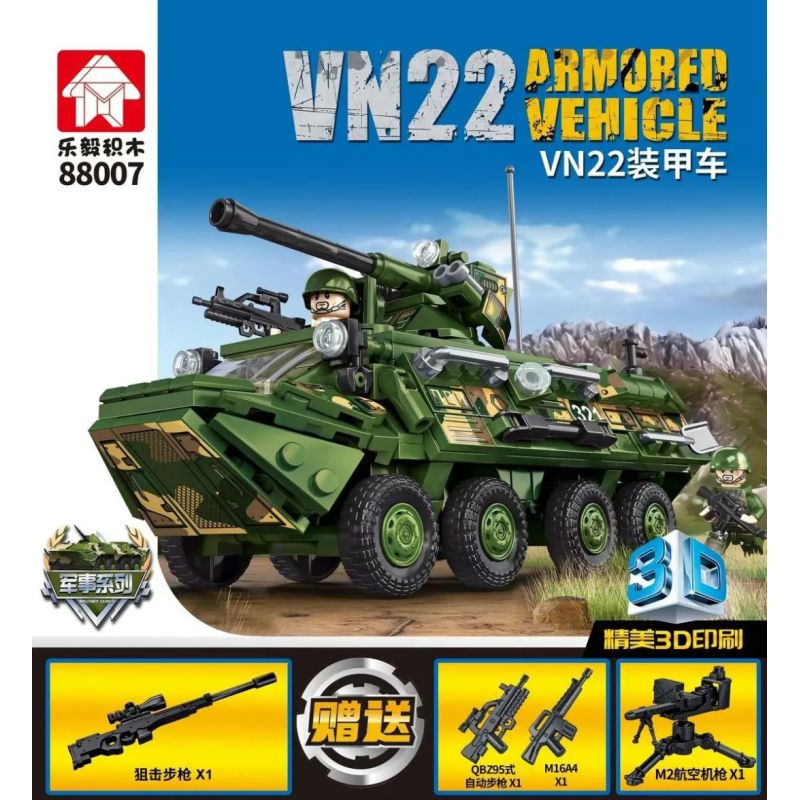 LEYI 88007 non  XE BỌC THÉP VN22 bộ đồ chơi xếp lắp ráp ghép mô hình Military Army VN22 ARMORED VEHICLE Quân Sự Bộ Đội 472 khối