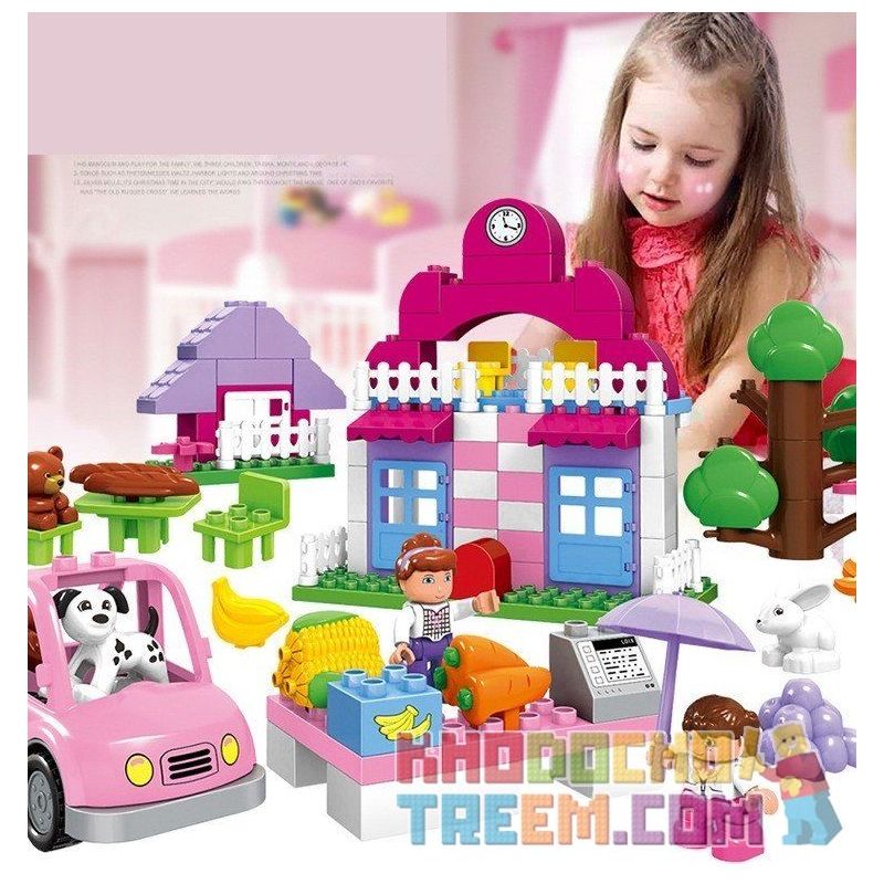 HUIMEI STAR CITY XING DOU CHENG HM065 Xếp hình kiểu    Pink Supermarket Siêu Thị Màu Hồng 95 khối