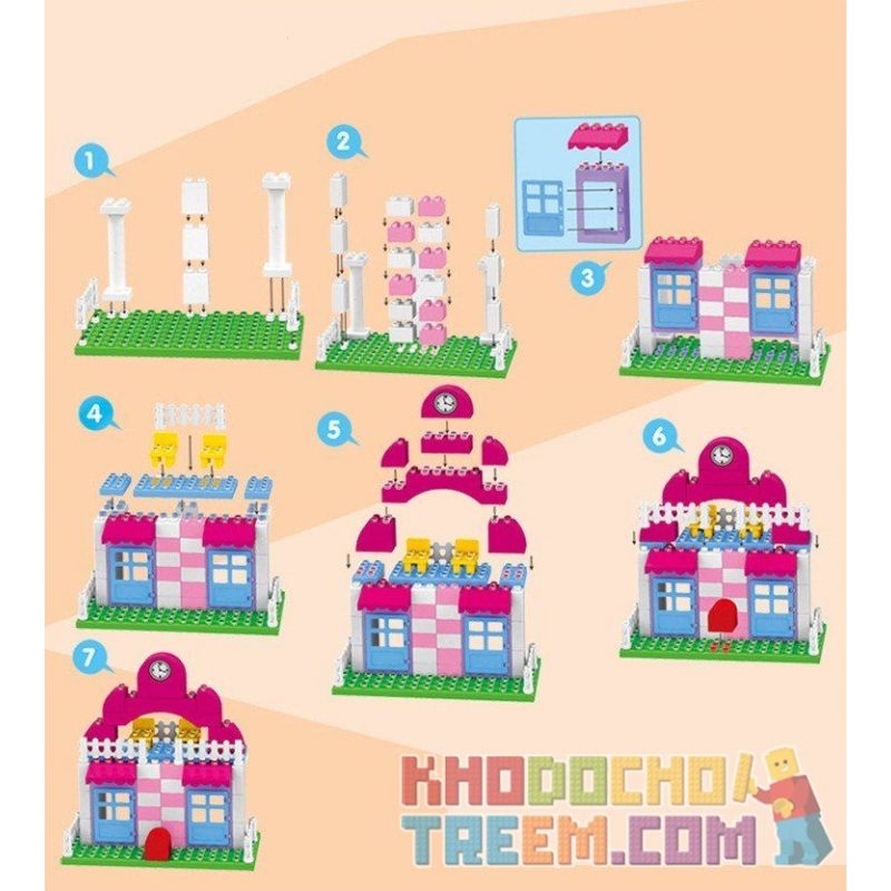 HUIMEI STAR CITY XING DOU CHENG HM065 Xếp hình kiểu    Pink Supermarket Siêu Thị Màu Hồng 95 khối
