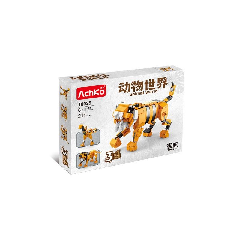 ACHKO 10025 non  SIBERIAN MECHAHỔ bộ đồ chơi xếp lắp ráp ghép mô hình Creator 3 In 1 SIBERIAN ROBOT TIGER TIGER Sáng Tạo Với 3 Mẫu 211 khối