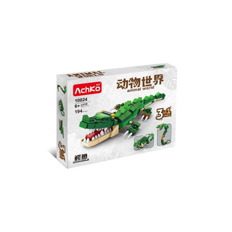 ACHKO 10024 non  SIBERIAN MECHATIGER CÁ SẤU bộ đồ chơi xếp lắp ráp ghép mô hình Creator 3 In 1 SIBERIAN ROBOT TIGER CROCODILE Sáng Tạo Với 3 Mẫu 194 khối