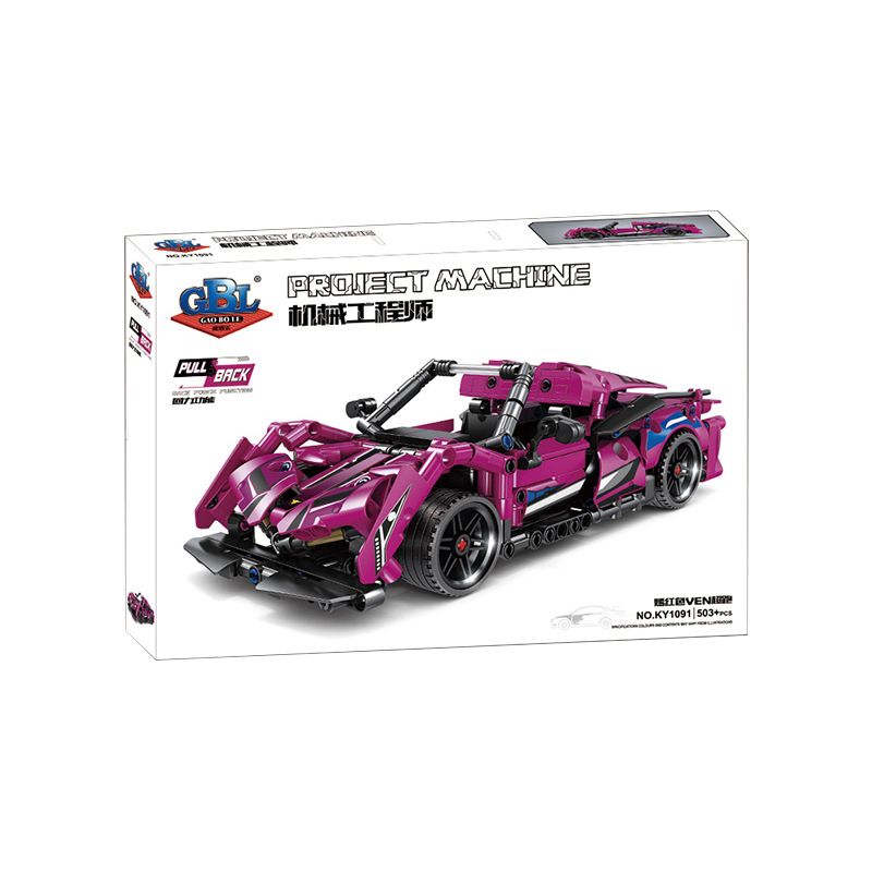 GBL KY1091 1091 non  SIÊU XE VEN MÀU ĐỎ TƯƠI KÉO LÙI bộ đồ chơi xếp lắp ráp ghép mô hình  Kỹ Thuật Công Nghệ Cao Mô Hình Phương Tiện 503 khối