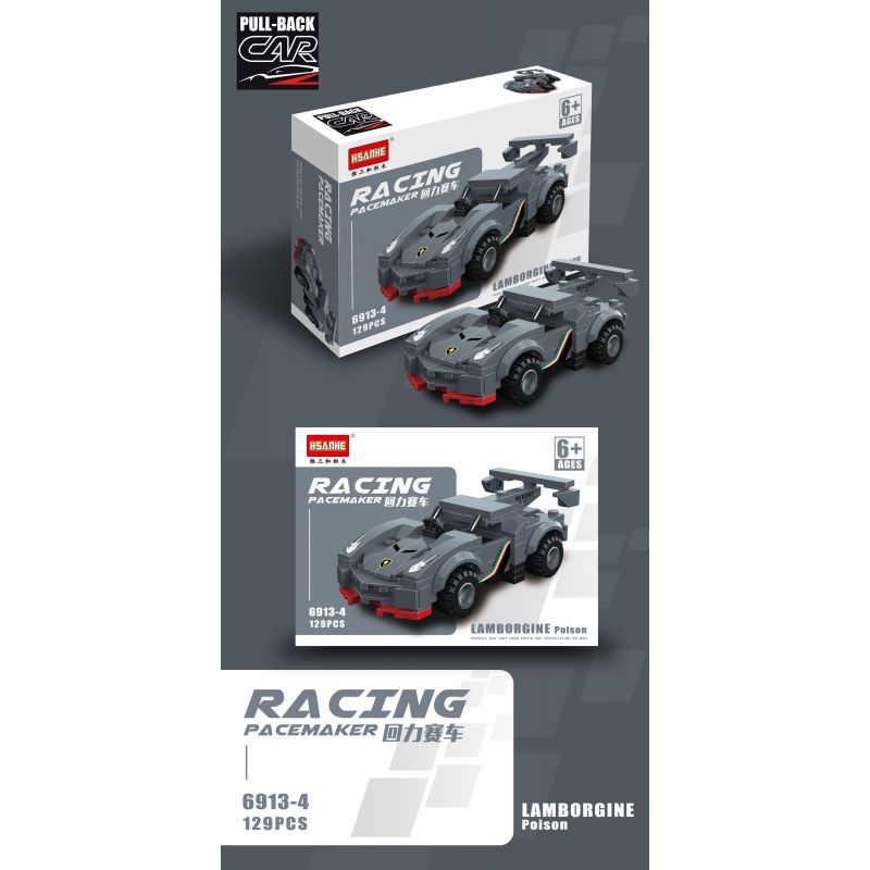 HSANHE 6913 non  MANG ĐUA 6 MÔ HÌNH bộ đồ chơi xếp lắp ráp ghép mô hình Racers RACING PACEMAKER Đua Tốc Độ 763 khối