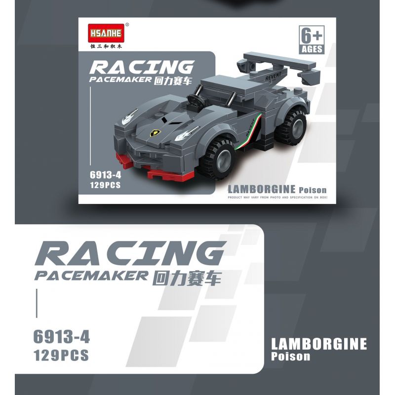 HSANHE 6913 non  MANG ĐUA 6 MÔ HÌNH bộ đồ chơi xếp lắp ráp ghép mô hình Racers RACING PACEMAKER Đua Tốc Độ 763 khối