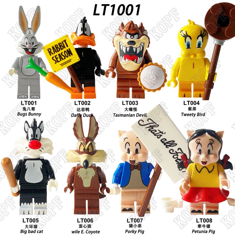 NOT Lego COLLECTABLE MINIFIGURES - LOONEY TUNES SERIES 71030 91001 KOPF LT1001 1001 xếp lắp ráp ghép mô hình SMACKING FUN BỘ SƯU TẬP NHÂN VẬT NHỎ PHẦN 22 LOONEY TUNES (BUGS BUNNY) THỎ LOLA Búp Bê Sưu Tầm 5 khối