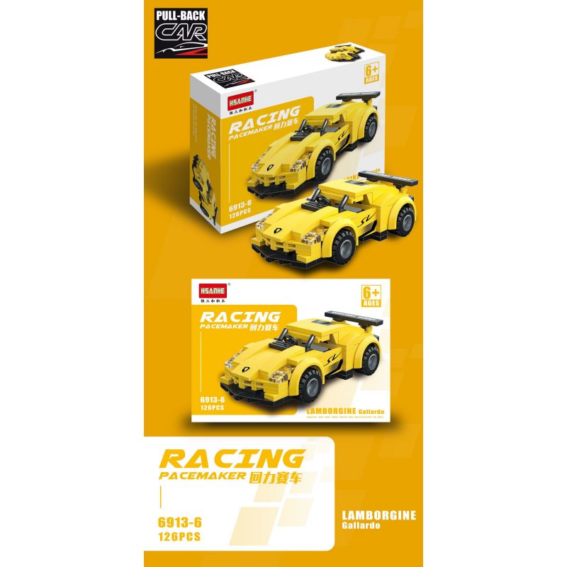 HSANHE 6913 non  MANG ĐUA 6 MÔ HÌNH bộ đồ chơi xếp lắp ráp ghép mô hình Racers RACING PACEMAKER Đua Tốc Độ 763 khối