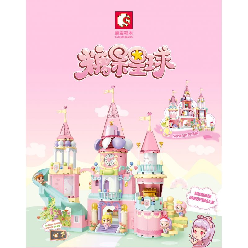 SEMBO 615019 non  LÂU ĐÀI CÔNG CHÚA KẸO bộ đồ chơi xếp lắp ráp ghép mô hình Candy Planet Hành Tinh Kẹo Nghọt 1005 khối