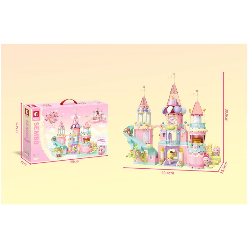 SEMBO 615019 non  LÂU ĐÀI CÔNG CHÚA KẸO bộ đồ chơi xếp lắp ráp ghép mô hình Candy Planet Hành Tinh Kẹo Nghọt 1005 khối