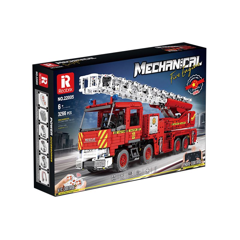 REOBRIX 22005 non  XE CỨU HỎA LỤC ĐỊA bộ đồ chơi xếp lắp ráp ghép mô hình  MECHANICAL FIRE ENGINE Kỹ Thuật Công Nghệ Cao Mô Hình Phương Tiện 3266 khối