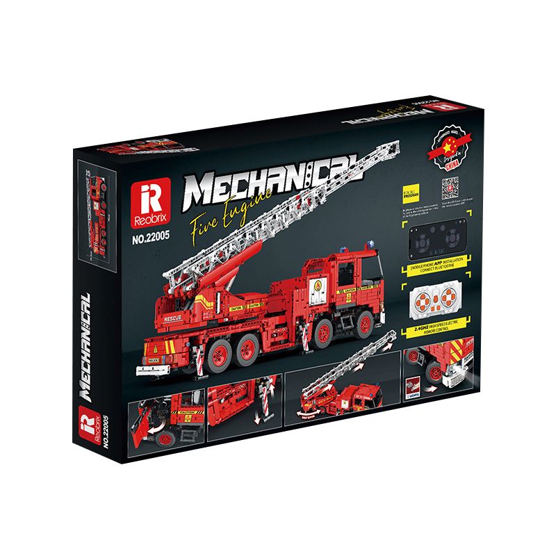 REOBRIX 22005 non  XE CỨU HỎA LỤC ĐỊA bộ đồ chơi xếp lắp ráp ghép mô hình  MECHANICAL FIRE ENGINE Kỹ Thuật Công Nghệ Cao Mô Hình Phương Tiện 3266 khối