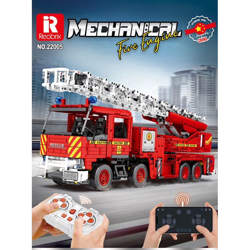 REOBRIX 22005 non  XE CỨU HỎA LỤC ĐỊA bộ đồ chơi xếp lắp ráp ghép mô hình  MECHANICAL FIRE ENGINE Kỹ Thuật Công Nghệ Cao Mô Hình Phương Tiện 3266 khối