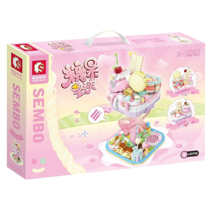 SEMBO 615009 non  CỐC KEM BÍ ???N bộ đồ chơi xếp lắp ráp ghép mô hình Candy Planet Hành Tinh Kẹo Nghọt 695 khối
