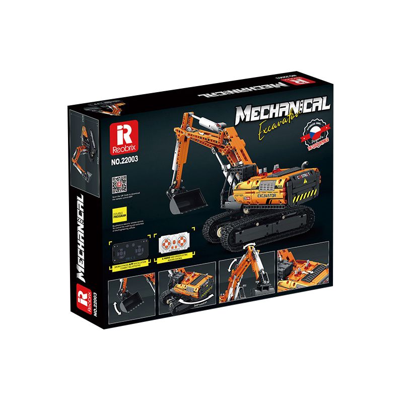 REOBRIX 22003 non  MÁY XÚC. bộ đồ chơi xếp lắp ráp ghép mô hình  MECHANICAL EXCAVATOR Kỹ Thuật Công Nghệ Cao Mô Hình Phương Tiện 1106 khối
