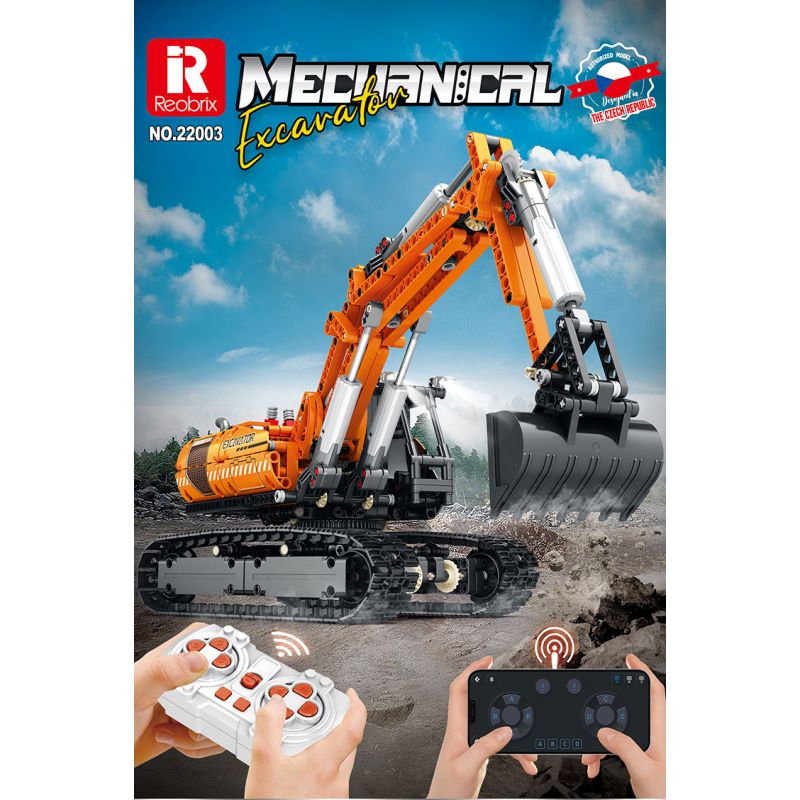 REOBRIX 22003 non  MÁY XÚC. bộ đồ chơi xếp lắp ráp ghép mô hình  MECHANICAL EXCAVATOR Kỹ Thuật Công Nghệ Cao Mô Hình Phương Tiện 1106 khối