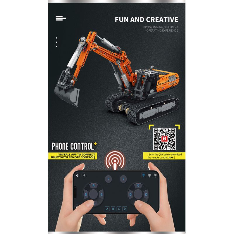 REOBRIX 22003 non  MÁY XÚC. bộ đồ chơi xếp lắp ráp ghép mô hình  MECHANICAL EXCAVATOR Kỹ Thuật Công Nghệ Cao Mô Hình Phương Tiện 1106 khối
