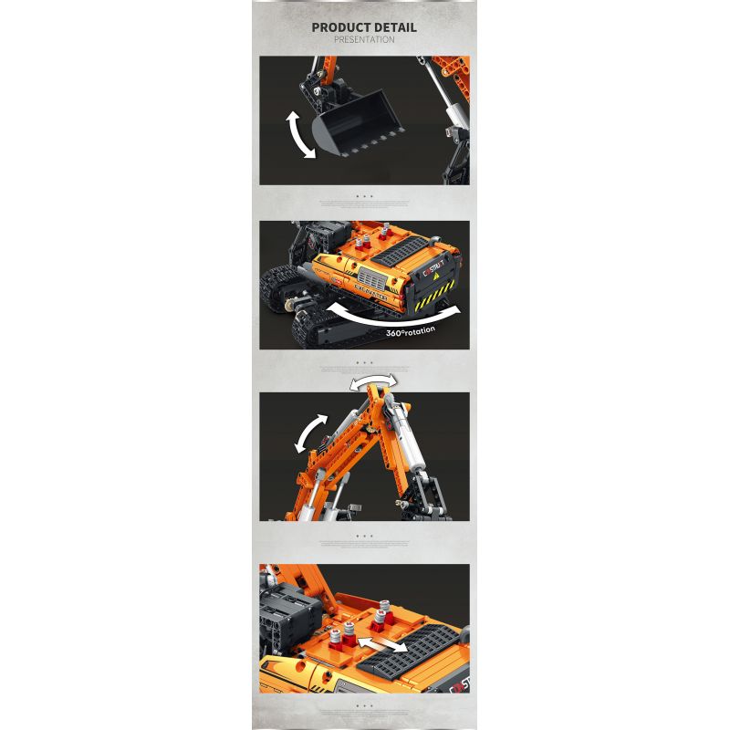 REOBRIX 22003 non  MÁY XÚC. bộ đồ chơi xếp lắp ráp ghép mô hình  MECHANICAL EXCAVATOR Kỹ Thuật Công Nghệ Cao Mô Hình Phương Tiện 1106 khối