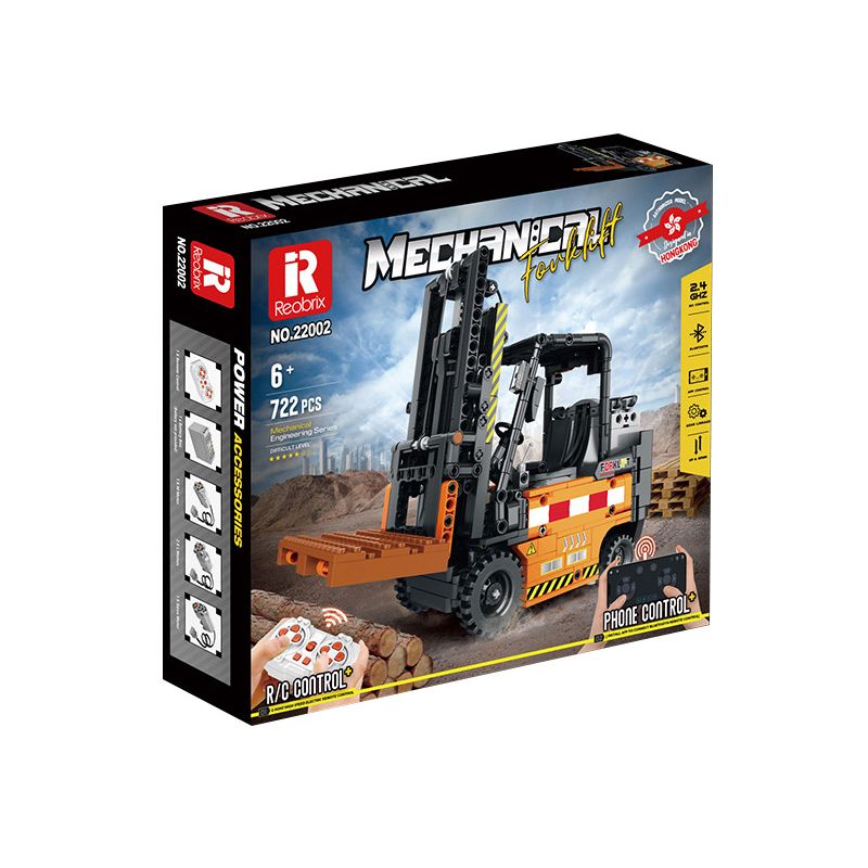 REOBRIX 22002 non  XE NÂNG KỸ THUẬT bộ đồ chơi xếp lắp ráp ghép mô hình  MECHANICAL FORKLIFT Kỹ Thuật Công Nghệ Cao Mô Hình Phương Tiện 722 khối