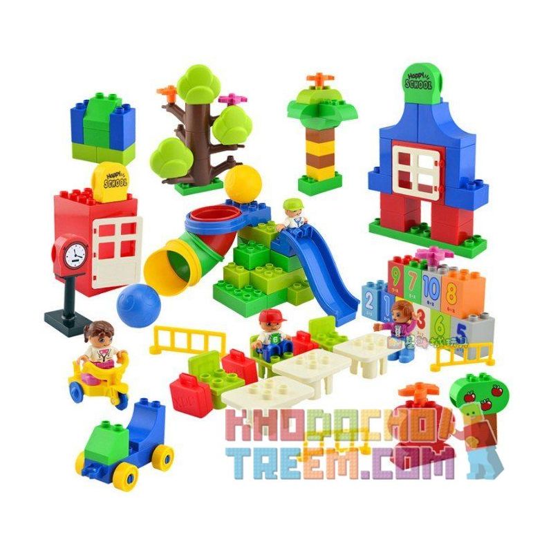 HuiMei Star City Xing Dou Cheng HM135 Xếp hình kiểu LEGO Duplo Trường Học Hạnh Phúc 106 khối HuiMei Star City Xing Dou Cheng HM135 Xếp hình kiểu LEGO Duplo Trường Học Hạnh Phúc 106 khối