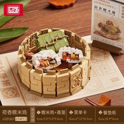 LOZ 1267 non  TRÀ SÁNG KIỂU QUẢNG ĐÔNG GÀ NẾP HƯƠNG SEN bộ đồ chơi xếp lắp ráp ghép mô hình 694 khối