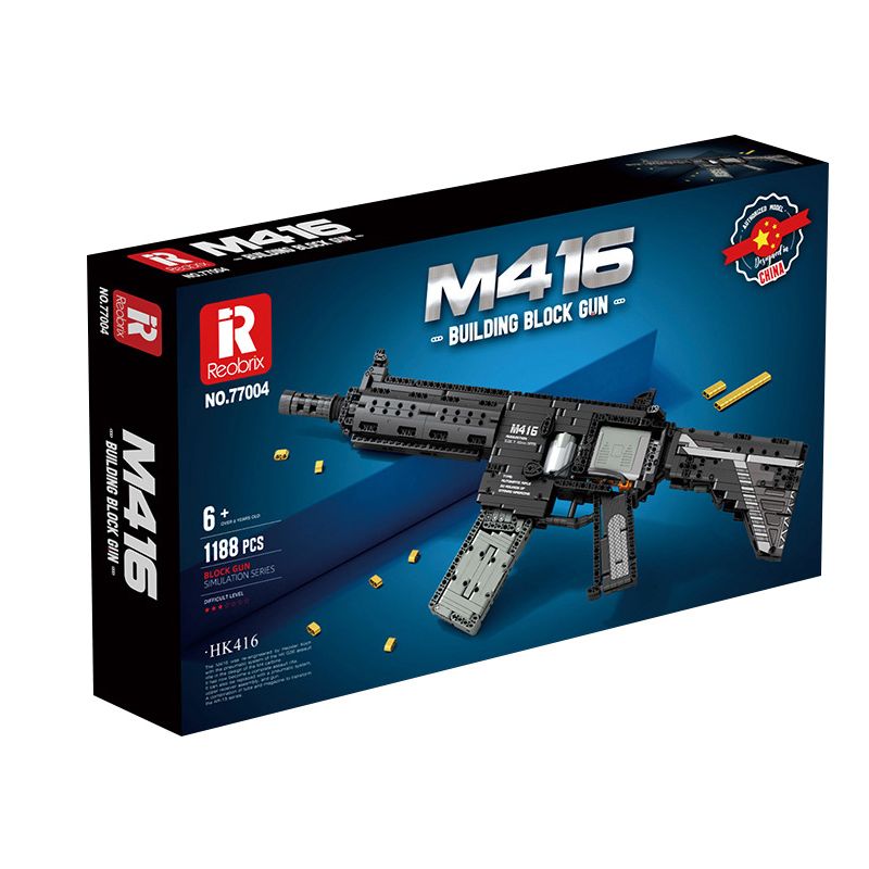REOBRIX 77004 non  SÚNG TRƯỜNG TẤN CÔNG M416. bộ đồ chơi xếp lắp ráp ghép mô hình Gun 1188 khối