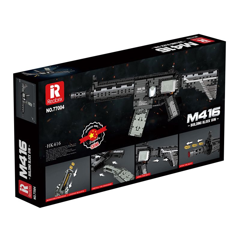 REOBRIX 77004 non  SÚNG TRƯỜNG TẤN CÔNG M416. bộ đồ chơi xếp lắp ráp ghép mô hình Gun 1188 khối