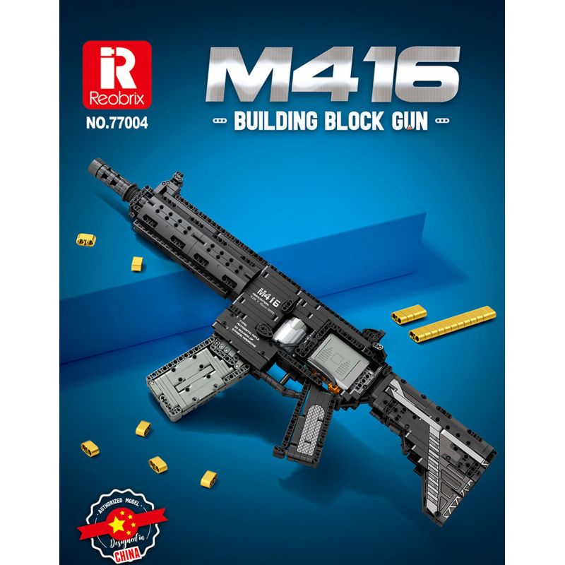 REOBRIX 77004 non  SÚNG TRƯỜNG TẤN CÔNG M416. bộ đồ chơi xếp lắp ráp ghép mô hình Gun 1188 khối