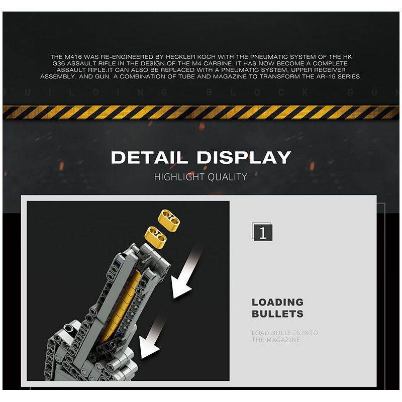 REOBRIX 77004 non  SÚNG TRƯỜNG TẤN CÔNG M416. bộ đồ chơi xếp lắp ráp ghép mô hình Gun 1188 khối