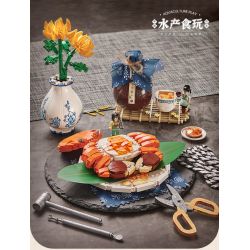 LOZ 1945 non  THỨC ĂN VÀ GIẢI TRÍ THỦY SẢN CUA LÔNG DÁN ĐỎ bộ đồ chơi xếp lắp ráp ghép mô hình Creator Sáng Tạo 1030 khối