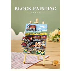 LOZ 1296 non  TRANH 3D CHUYẾN TÀU MÙA XUÂN bộ đồ chơi xếp lắp ráp ghép mô hình Art 758 khối