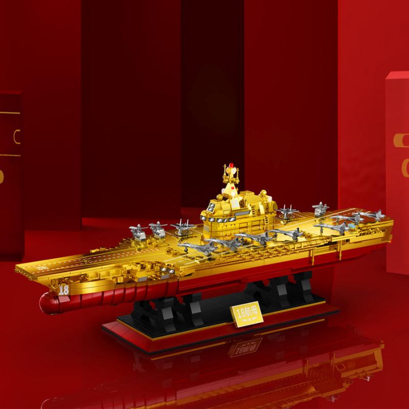 ZHEGAO GZ8888A 8888A non  PHIÊN BẢN VÀNG ĐỈNH CAO CỦA TÀU SÂN BAY PHÚC KIẾN bộ đồ chơi xếp lắp ráp ghép mô hình Military Army Quân Sự Bộ Đội 1578 khối