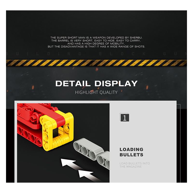 REOBRIX 77002 non  CON TRAI SIÊU NGẮN bộ đồ chơi xếp lắp ráp ghép mô hình Gun SUPER SHORTY Súng 882 khối